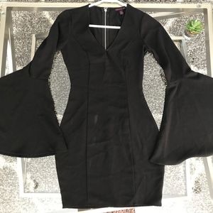 Bodycon low neck bell sleeves homecoming dress